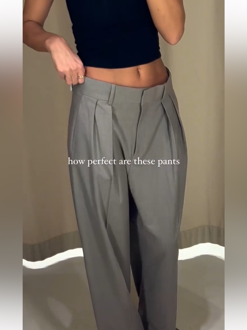 Mango WIDE LEG WOOL-BLEND SUIT TROUSERS greige